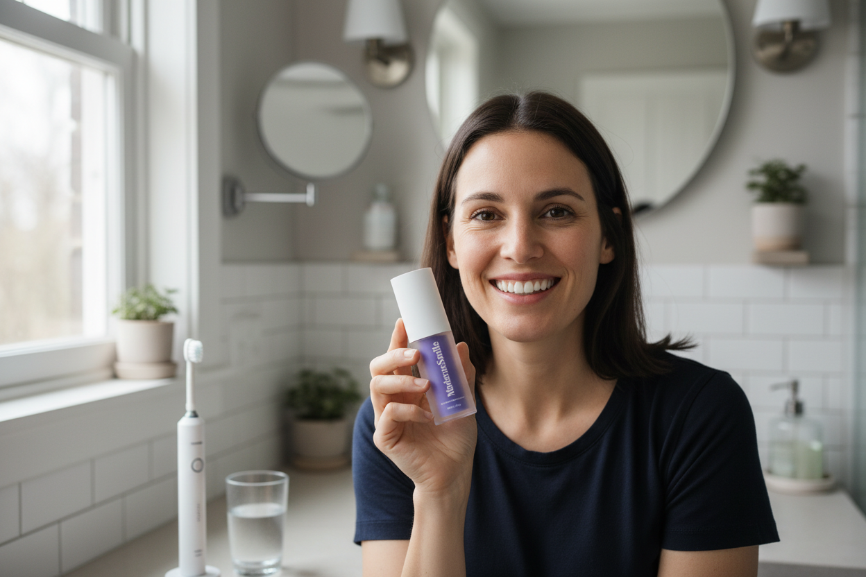 Femme avec sérum ModerneSmile - Style naturel